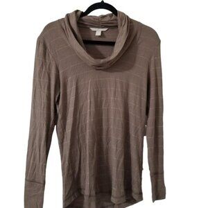 Banana Republic S Brown Striped Long Sleeve Cowl Neck Top 90% Modal 7% Spandex